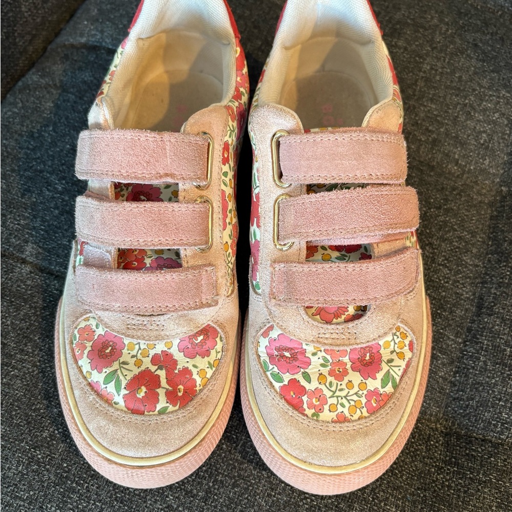 Mini Boden Floral Pink Velcro Sneakers